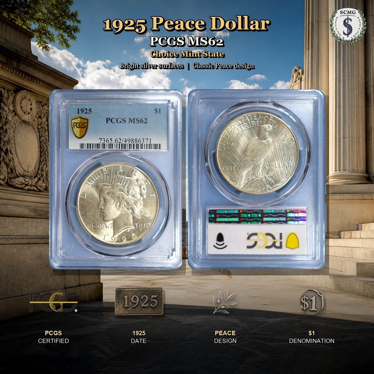 Grade MS 62 Peace US Dollars (1921-1935) for sale | eBay