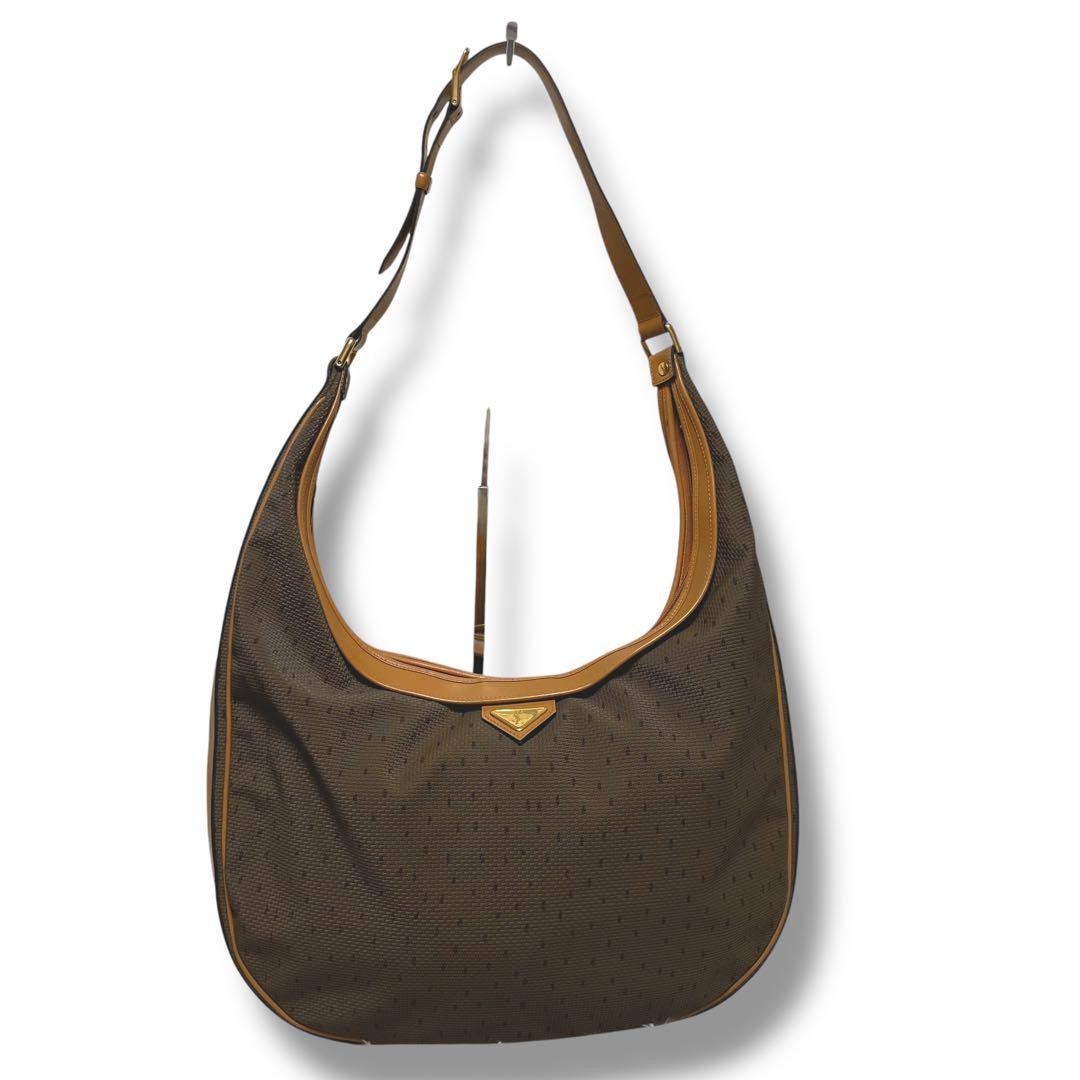 Borsa a tracolla Yves Saint Laurent Crescent Moon in tela con logo triangolo ...