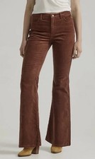 Wrangler Fierce Flare Corduroy Pants Brown High Rise Western Womens Sz 12 NEW