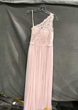 David's Bridal Women's Light Pink One Shoulder Lace Bodice Maxi Dress Sz 4