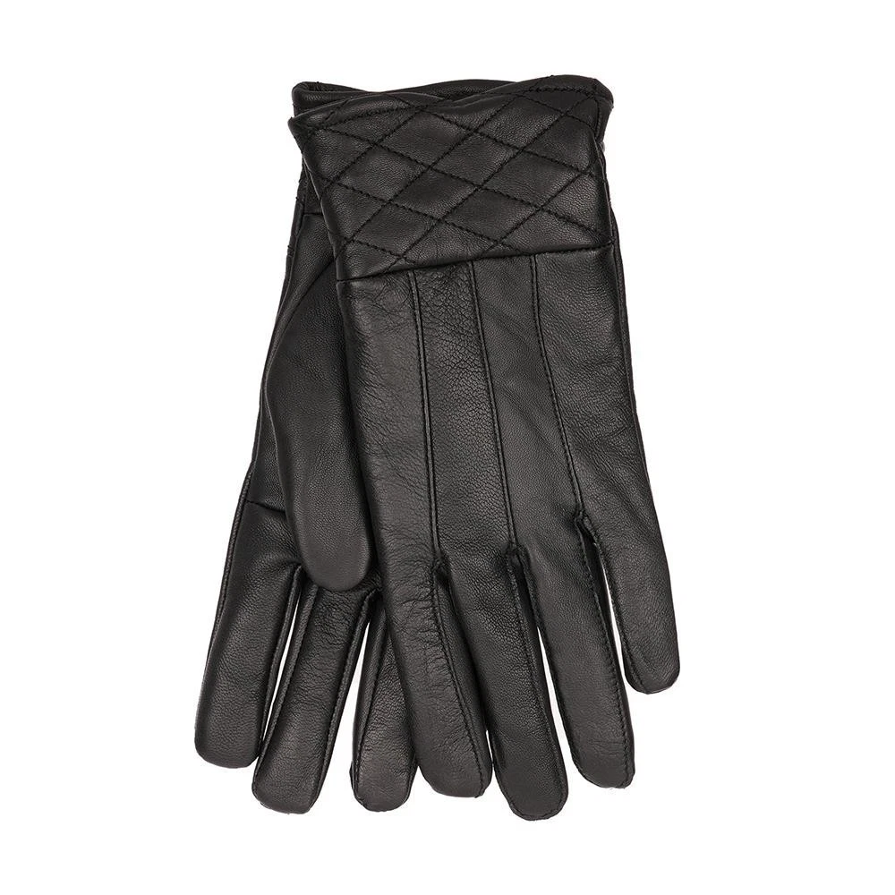 Ladies Leather Gloves Quilted Pattern Cuff Soft Lining Sheepskin Warm Mittens
