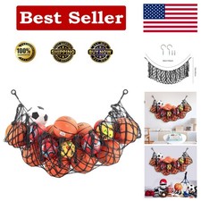 Sports Ball Storage Net,Hanging Basket Organizer Net for Basketballs,Volleyba...