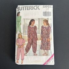 Butterick 5666 Girls Jumpsuit Dress Romper Sewing Pattern 12 - 14 Uncut Vintage