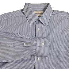 Roundtree Yorke Gold Label Men's Shirt Size 16 33 Blue White Fitted Poplin 59