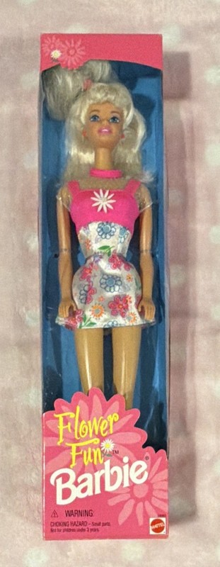 NEW Vintage 1996 Flower Fun Barbie Blonde Doll Pink Mattel #16063