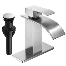 Brushed Nickel Waterfall Bathroom Faucet Lavatory Single Handle 1 or 3 Hole B...