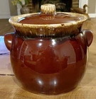 Vintage Hull Pottery Brown Drip Bean Pot Crock With Lid Oven Proof USA 2Qt