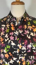 EQUIPMENT FEMME 100% Silk Crepe de Chine Black Floral Blouse Size XS NEW
