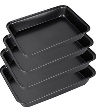 GOYADA 4PCS Baking Trays for Oven Non Stick, 3-Sizes 13.4 x 9.4 inches, Black 