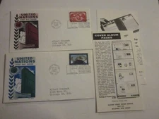 2 UN FDC 1962 UN DAY Scott #106/107 CACHET CRAFT CACHET KEN BOLL W/AD CARDS