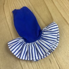 Barbie Doll Blue Dress With Blue And White Striped Skirt