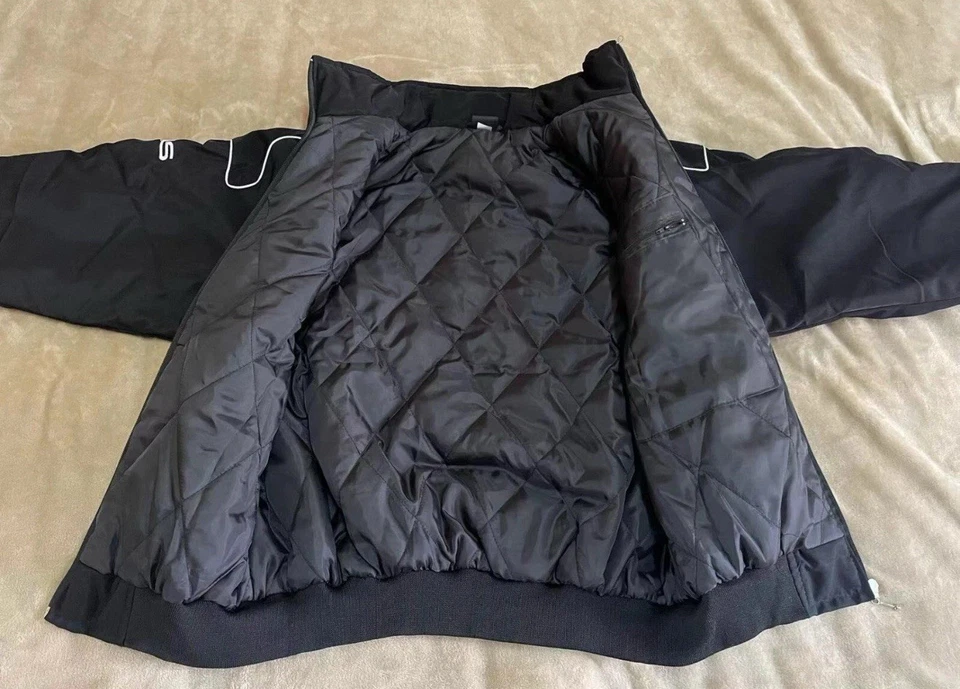 Chaqueta negra unisex para carreras para adultos parches bordados algodón acolchado Lexus GRANDE Foto 3 de 4