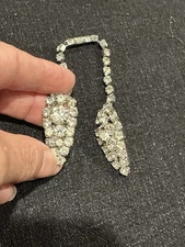 Vintage Prong Set Clear Rhinestone Sweater Clip Guard Silvertone