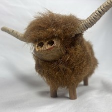 Needle Felted Highland Bull, Hand Made, Farm Animal, Cute, Cow, Vintage