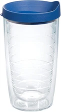 Tervis Clear & Colorful Lidded Made in USA Double Walled Insulated Blue Lid 16oz