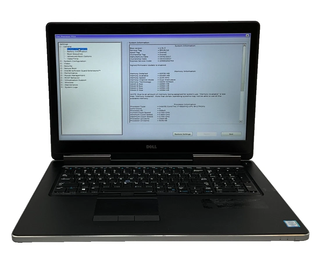 Windowsノート本体 Dell P57G. CPU i7 gen 6 Dell Intel Core i7 6th Gen. PC Laptops & Netbooks 512 GB SSD
