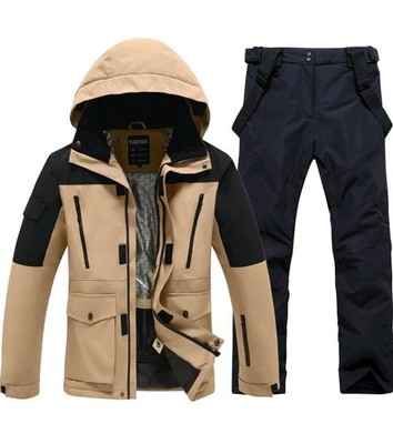 Men's Ski Suit Two Piece Insulated Snowboard Snow Jacket and Pants Medium
