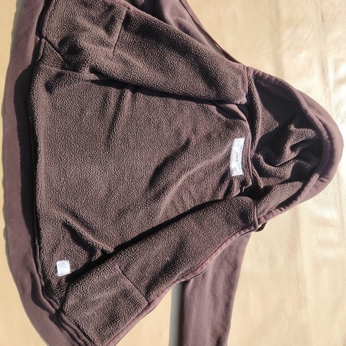 J. Crew Sherpa Fleece brown cotton Hood FULL zip 2 jacket LOT Medium BROWN COAT - Picture 14 of 14