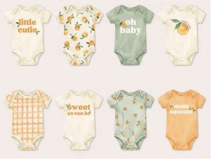 Orange-Themed Baby Rompers Cardstock Banner (8-Piece Set)