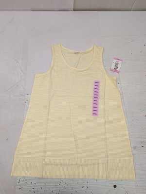 NWT Lands' End Women's Sleeveless Split Hem Tank Top Yellow Stripe SM AM22