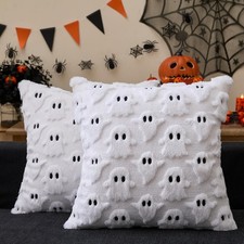 Halloween Decorations Pillow Covers 18x18 inch Set of 2 White Ghost Throw Pil...