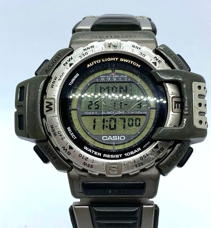 【稼働品】CASIO PROTREK プロトレック チタン PRT-411 Casio Protrek PRT-411 Men's Watch Digital Quartz for sale online
