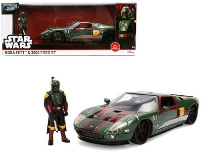 1/24 Jada 2005 Ford GT Star Wars with Boba Fett Figure Green Weathered 36909
