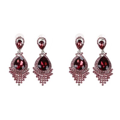 2 Paar Mode Damen Hochzeit Schmuck Österreich Kristall Lange Kristall Tropfen 7398
