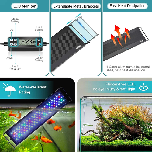 hygger Luce LED per Acquario,Luce per Acquario a Spettro Completo con Monitor LC - Foto 6 di 12