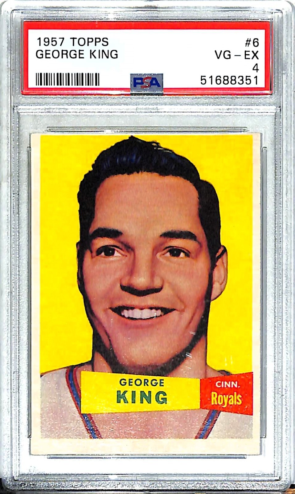GEORGE KING 1957 Topps Basketball Card #6 Cincinnati Royals PSA Grade 4 VG-EX