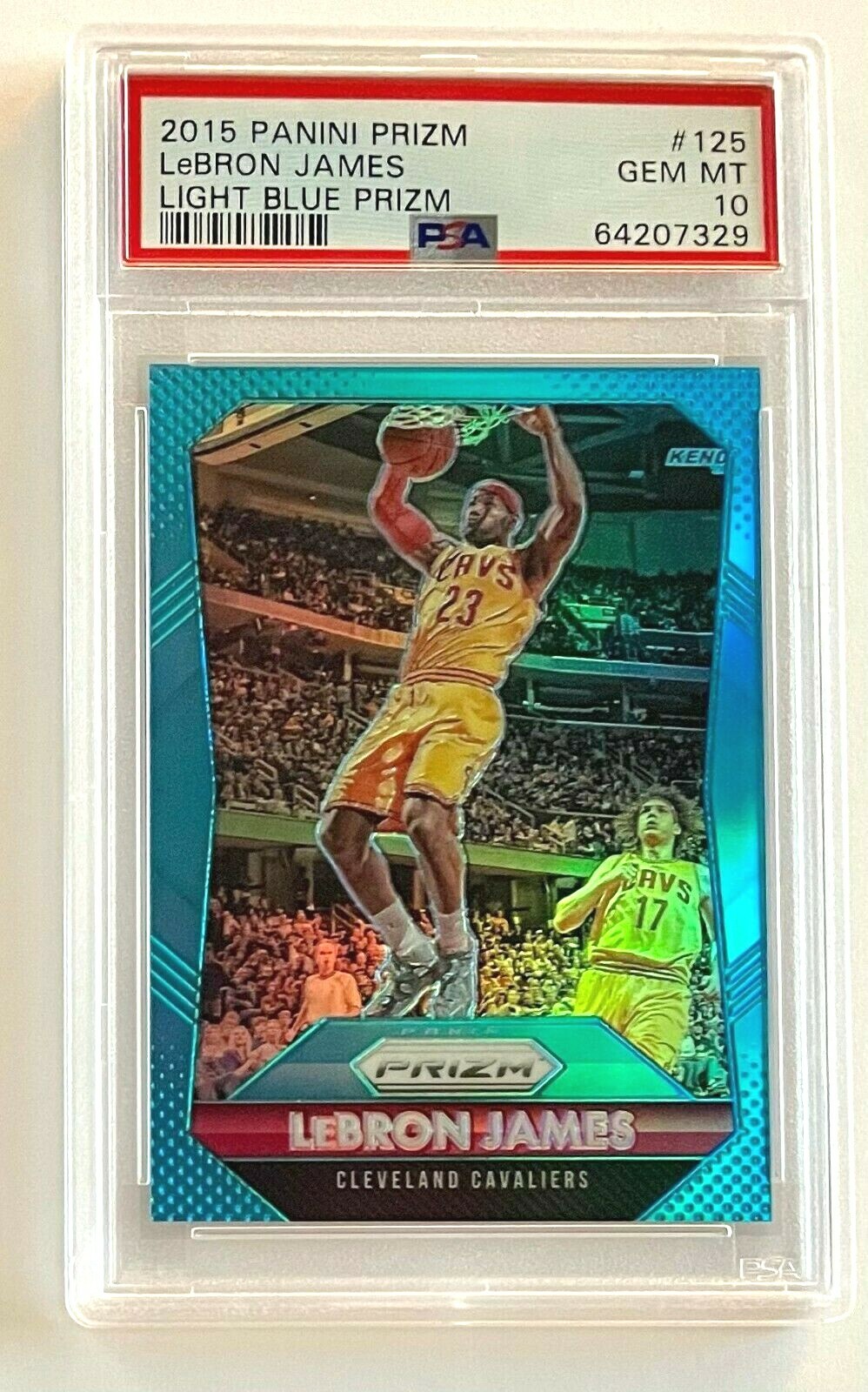 2015-16 PSA 10 GEM MINT PRIZM LEBRON JAMES ALL STAR LIGHT BLUE SP /199 #125