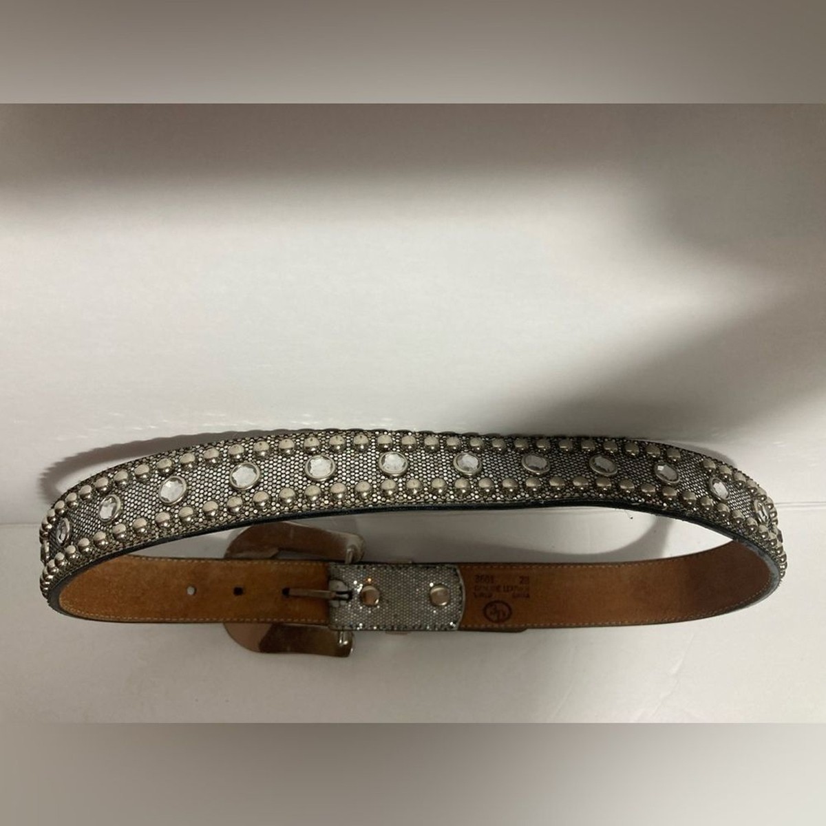 3D silver studded genuine leather belt Size 28 3D silver studded genuine leather belt Size 28 | eBay main image 4