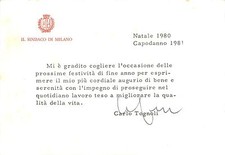 Autograph of the Mayor of Milan Carlo Tognoli (Milan, 16 June 1938)