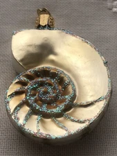 MERCK FAMILY’S Old World Christmas “Nautilus Shell” Ornament ~ BEACH HOUSE DECOR