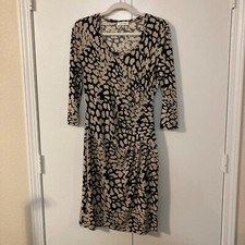 Calvin Klein Work Dress Animal Print or Geometric Ruched Stretchy Womens Size 10