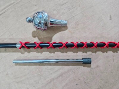 SI - DRUM MAJOR'S MACE/STAVE BLACK SHAFT with RED SILK CORD