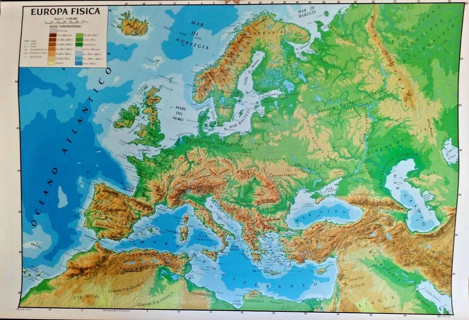 Cartina geografica murale Europa 100 x 140 cm fisica e politica plasticata