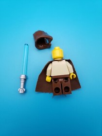 Lego Star Wars Minifigure Obi-Wan Kenobi Yellow Head, Hood Cape Lightsaber 7161!