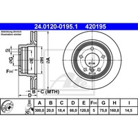 ATE 2X Bremsscheibe Hinten Ø300Mm BelüFtet FüR BMW 3Er Touring E91 320D 320I