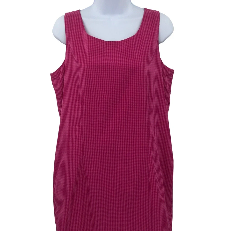 Vestido vintage a cuadros de guinga rosa para mujer talla 12P sin mangas Foto 3 de 4