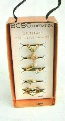 BCBGeneration BCBG Jewelry ''Celebrate The Little Things'' 5 Ring Set NEW 70488