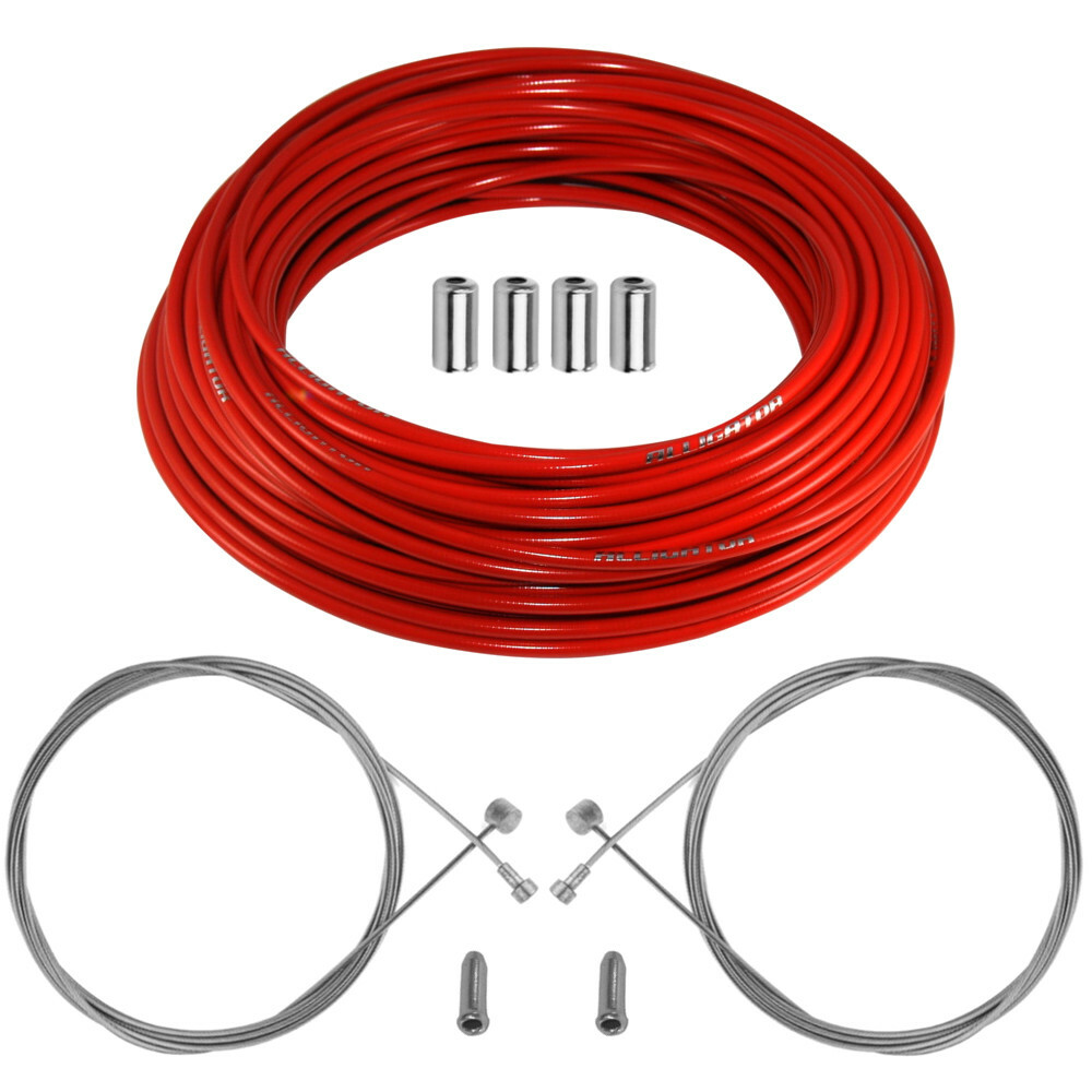 Gaine de câble de frein vélo rouge haute compression avec câbles internes en acier