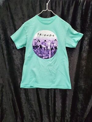 Women's M (38/40) Friends  tv show Turquoise Aqua t shirt  Circle Logo Graphic
