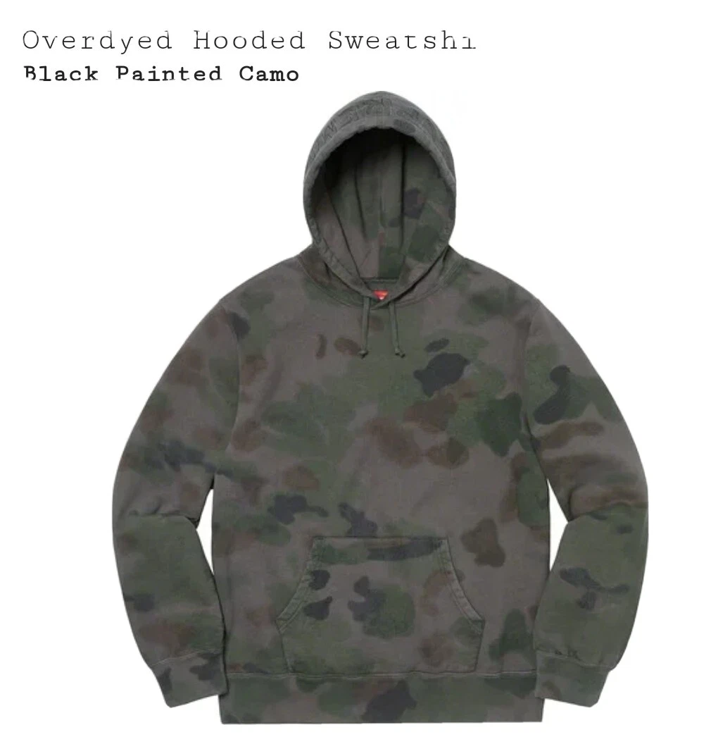 Sweat à capuche Supreme overdyed camouflage peint en noir moyen SS20 flambant neuf confirmé