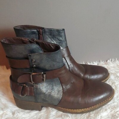 Patrizia by Spring Step Two Toned Buckle Boots, Women's Size 39