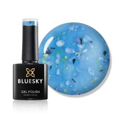 BLUESKY COSMETICS Bluesky Glas Gel Nagellack Blumengel Bluebell Breeze BFL05 Transparent Blau