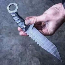 CUSTOM HANDMADE DAMASCUS STEEL FULL TANG HUNTING SURVIVAL FIX BLADE BOWIE KNIFE