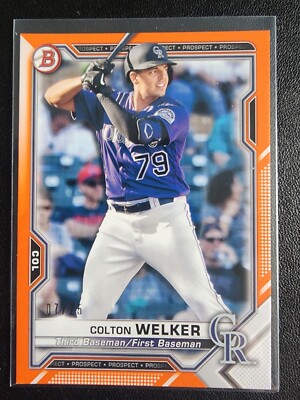 Colton Weiker COLTON WELKER 2021 BOWMAN ORANGE #BP-15 COLORADO ROCKIES #07/25 ...