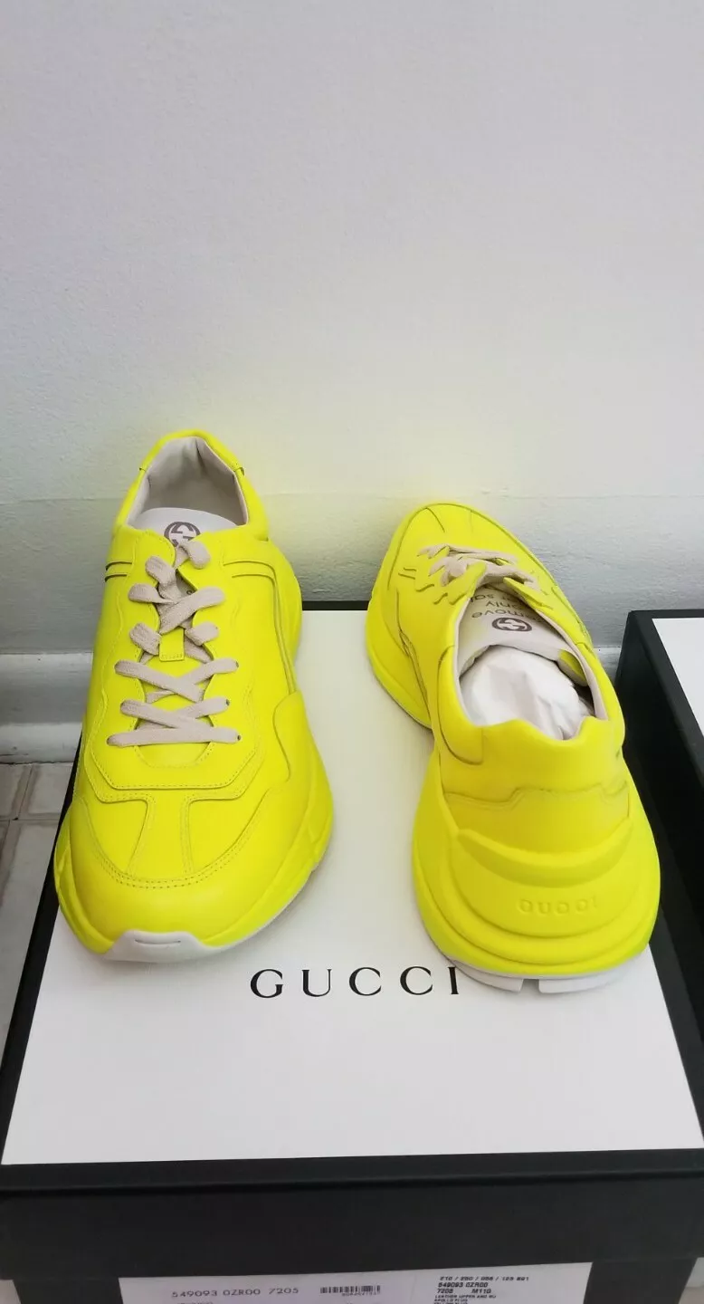 Baskets en cuir Gucci Rhyton jaune Fluo tailles US 8 1/2 et US 11.