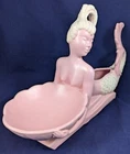 ROYAL HAEGER 505 PINK MERMAID HOLDING SHELL PLANTER BOWL 23" LONG 14" TALL